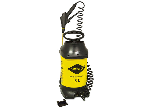 photo of our Max 2 garden sprayer with 25 metre recoil hose, pressure gauge and 5 litre fill capacity