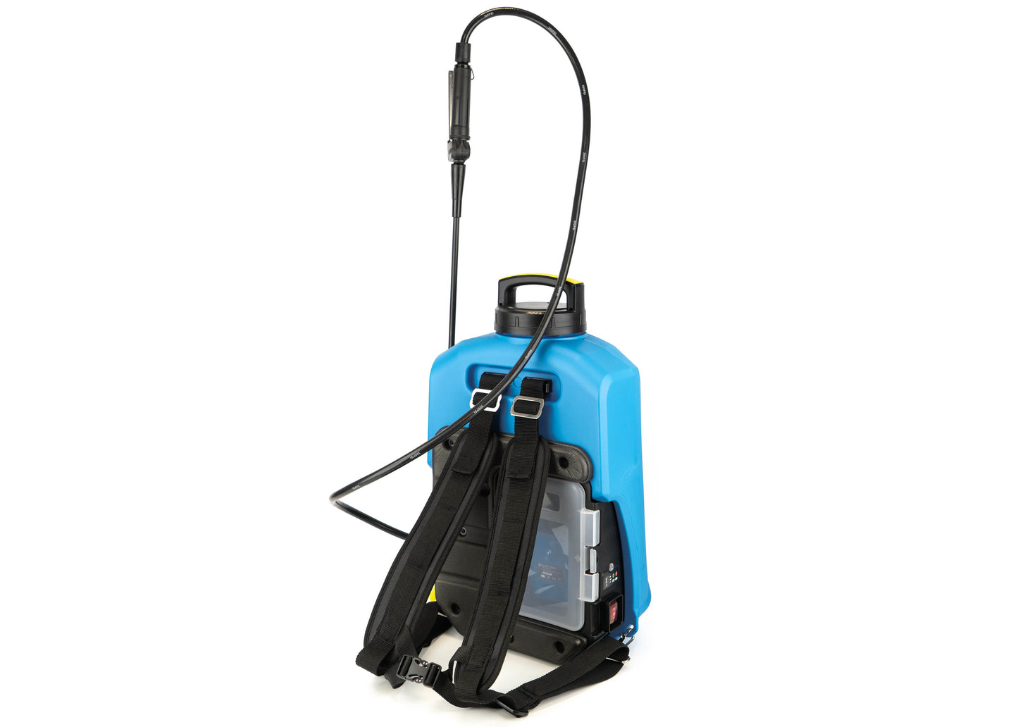 photo showing the padded straps and battery compartment of our electric backpack sprayer