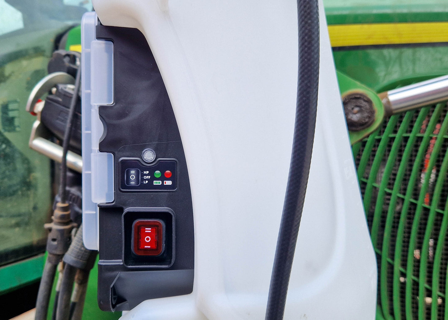 Close up of the control panel for our large capacity battery powered sprayer