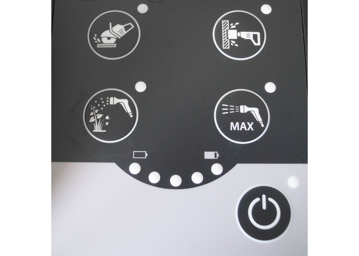 photo showing the control panel of our 60 litre battery powered water tank