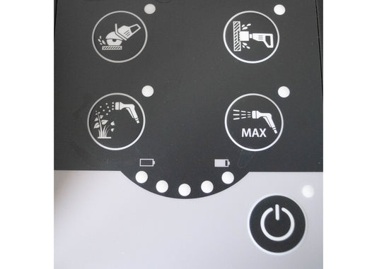 photo showing the control panel of our 60 litre battery powered water tank