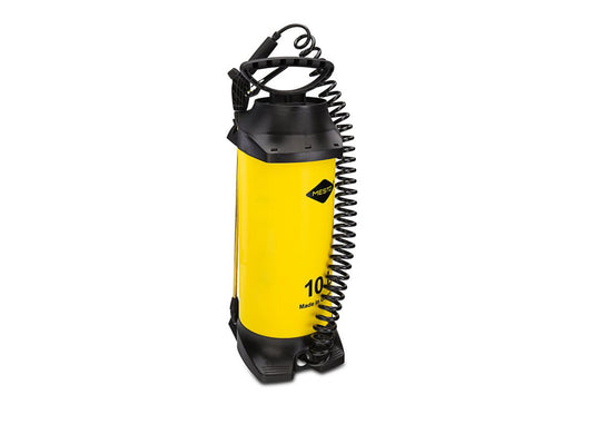 photo of our Profi plastic garden sprayer with a 10 litre capacity and 2.5 metre recoil hose.
