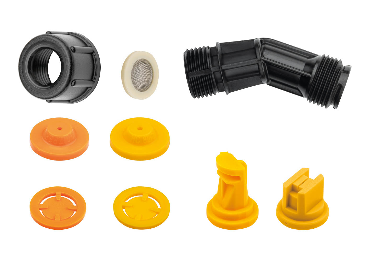 photo showing the nozzles and other attachments included with our spare nozzle set that is to be used with our long telescopic lances and IK sprayers