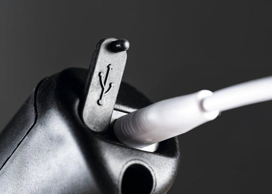 photo showing the charging point for our battery powered, foaming sprayer