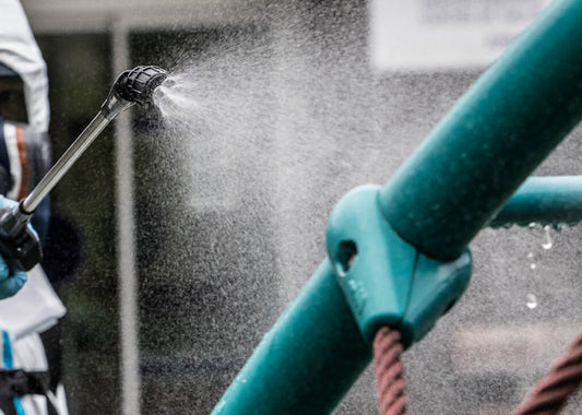 using the four hole nozzle with our battery powered backpack sprayer